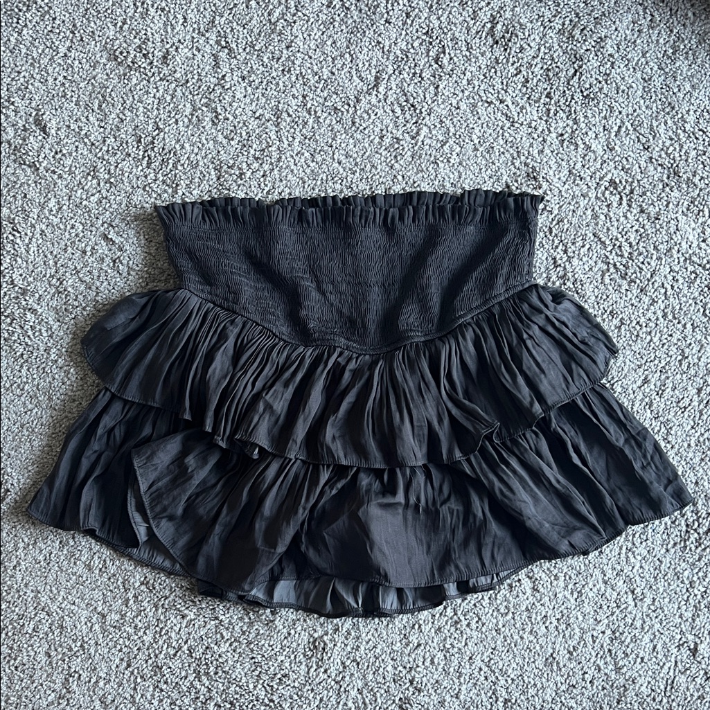 High Waisted Layered Ruffle Short/Mini Skort - Dark Grey